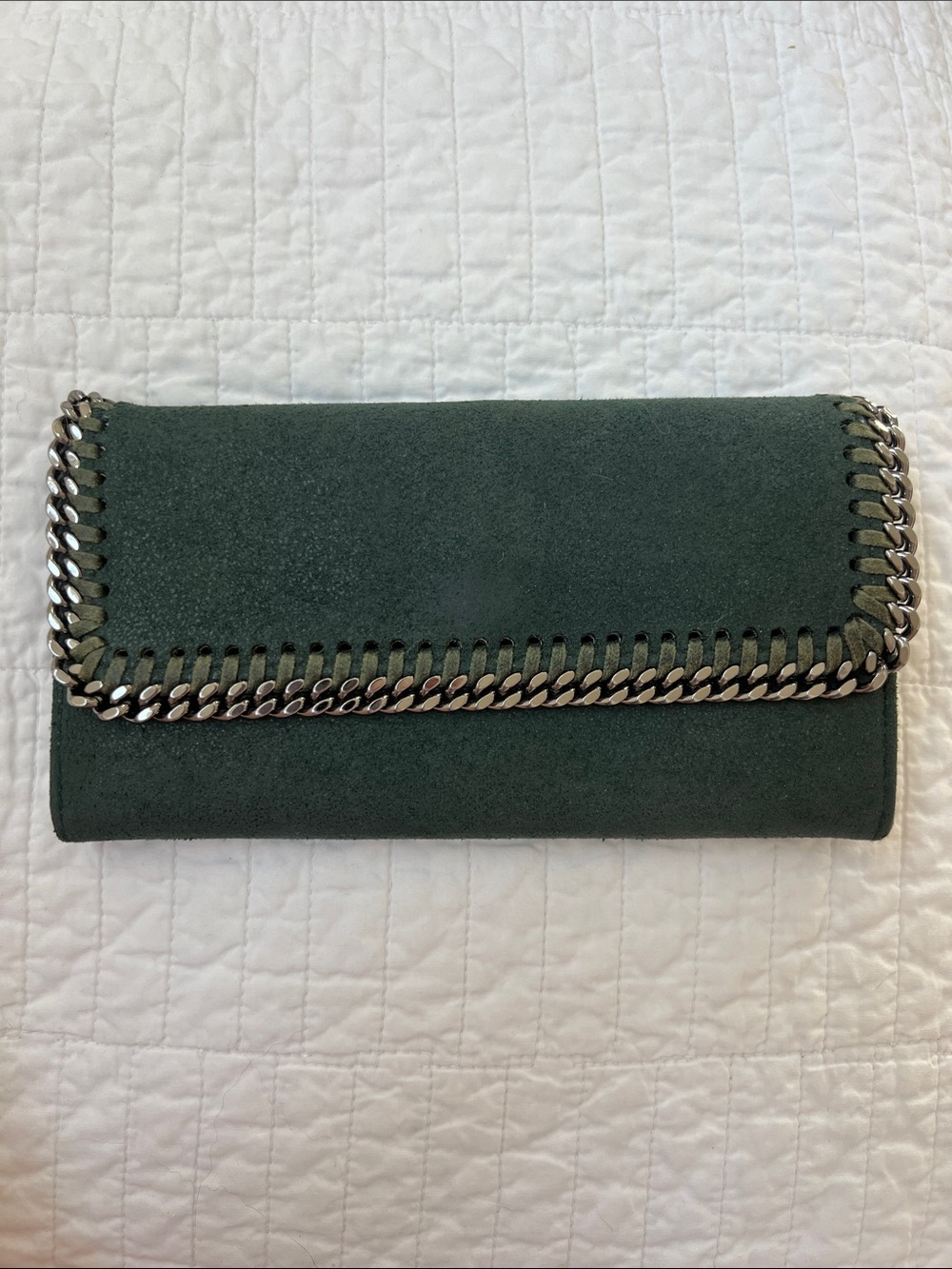 Stella McCartney Falabella Wallet (Dark Green/Silver Hardware)